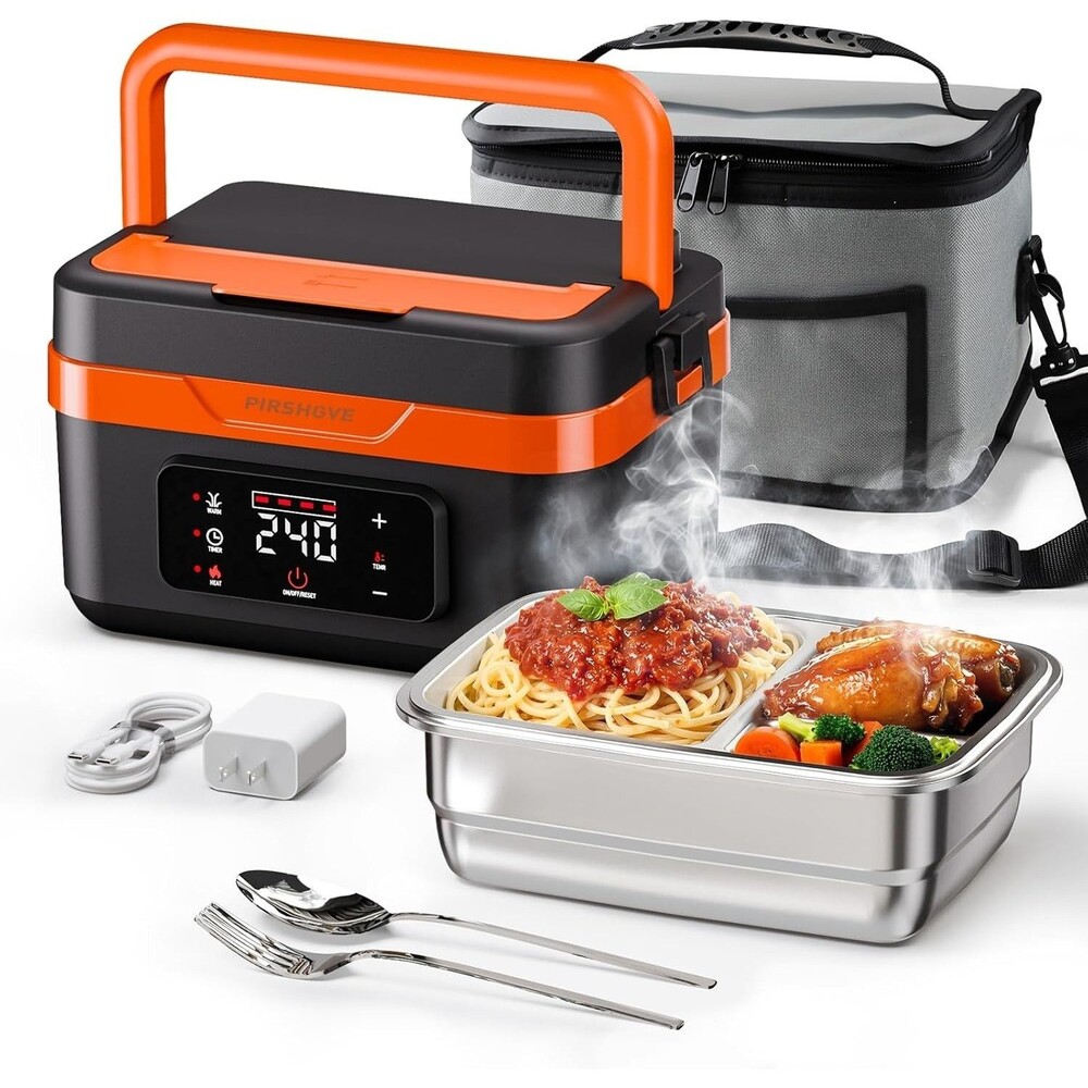 Electric Heated Lunch Box: Cordless 6.3-Cup Portable Food Warmer with 75W Fast H